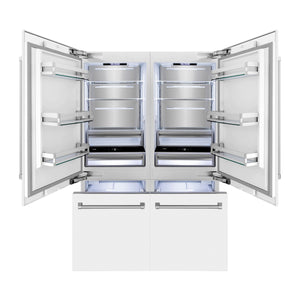 ZLINE KITCHEN & BATH Counter-Depth 32.2-cu ft 4 -Door Built-In French Door Refrigerator with Ice Maker with Water Dispenser ( Stainless Steel with White Matte Panels ) ENERGY STAR Certified