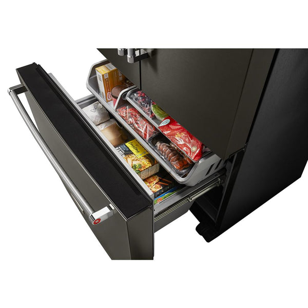 KitchenAid Counter-Depth 23.8-cu ft 3 -Door French Door Refrigerator with Ice Maker with Water and Ice Dispenser ( Black Stainless Steel with PRINTSHIELD Finish )