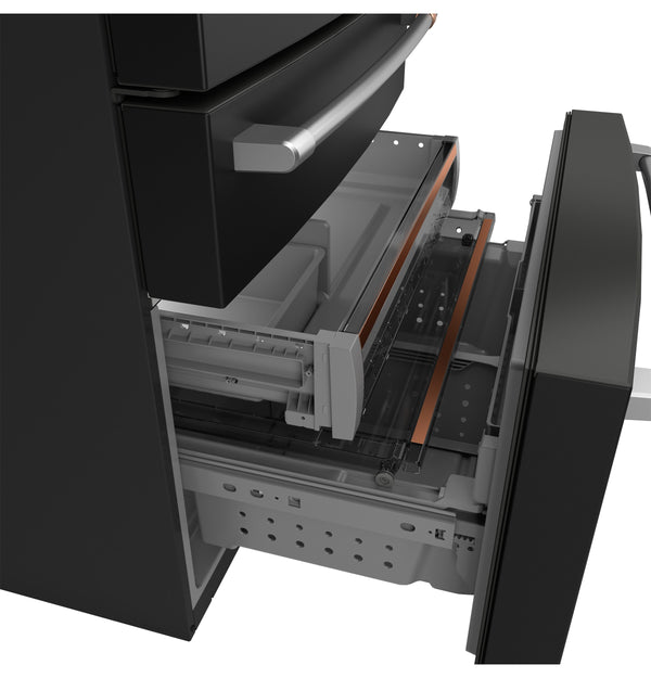 Cafe Counter-Depth 23.2-cu ft 4 -Door Smart Compatible French Door Refrigerator with Ice Maker with Water Dispenser ( Matte Black ) ENERGY STAR Certified