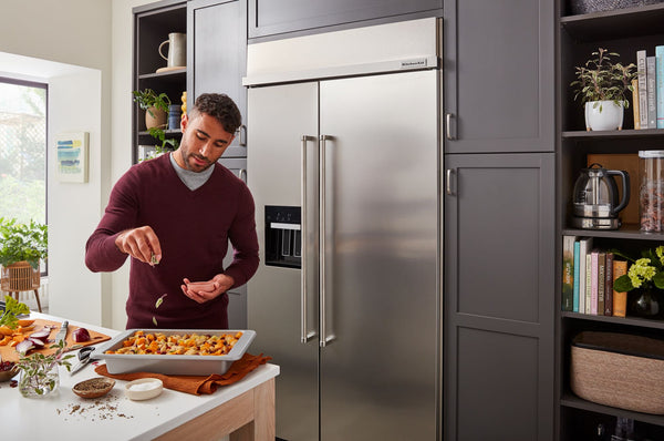 KitchenAid 29.4-cu ft Counter-Depth Side-by-Side Refrigerator Built-In with Ice Maker ,Water and Ice Dispenser ( Stainless Steel with PrintShield Finish ) ENERGY STAR Certified