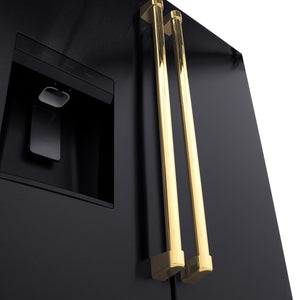 ZLINE KITCHEN & BATH Standard-Depth 28.9-cu ft 3 -Door French Door Refrigerator with Ice Maker with Water and Ice Dispenser ( Black Stainless Steel with Polished Gold Handle ) ENERGY STAR Certified