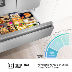 Hisense PureFlat Standard-Depth 25.6-cu ft 4 -Door Smart Compatible French Door Refrigerator with Ice Maker with Water and Ice Dispenser ( Stainless steel ) ENERGY STAR Certified