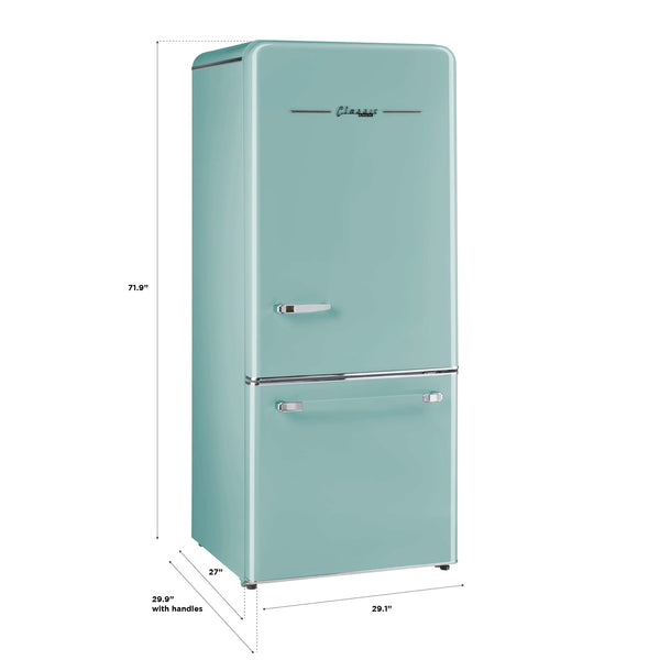 UNIQUE Classic Retro 17.7-cu ft Counter-Depth Bottom-Freezer Refrigerator with Ice Maker ( Ocean Mist Turquoise ) ENERGY STAR Certified
