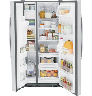 GE 23-cu ft Side-by-Side Refrigerator with Ice Maker ,Water and Ice Dispenser ( Stainless Steel ) ENERGY STAR Certified