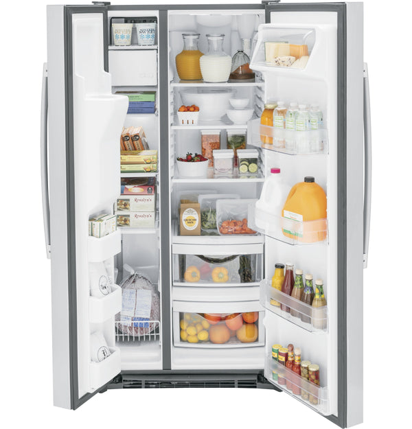 GE 23-cu ft Side-by-Side Refrigerator with Ice Maker ,Water and Ice Dispenser ( Stainless Steel ) ENERGY STAR Certified