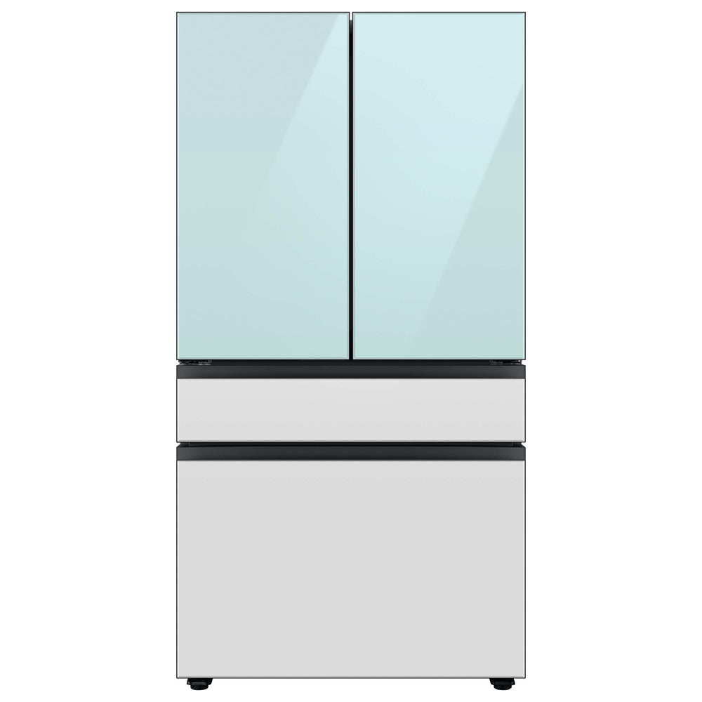 Samsung Bespoke Standard-Depth Beverage Center 28.8-cu ft 4 -Door Smart Compatible French Door Refrigerator with Dual Ice Maker with Water Dispenser and Door within Door ( Morning Blue with White Glass Panels ) ENERGY STAR Certified