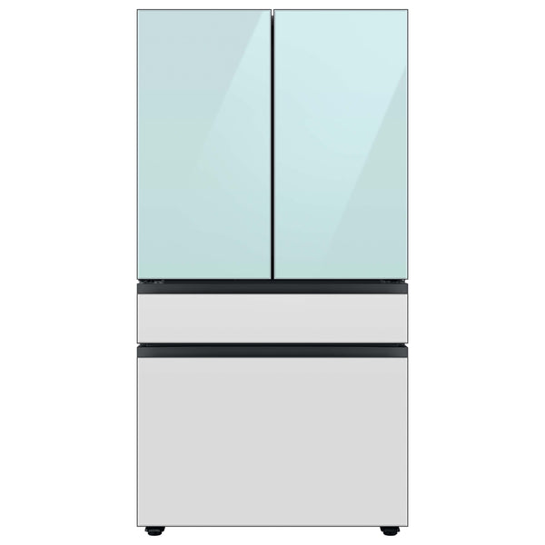 Samsung Bespoke Standard-Depth Beverage Center 28.8-cu ft 4 -Door Smart Compatible French Door Refrigerator with Dual Ice Maker with Water Dispenser and Door within Door ( Morning Blue with White Glass Panels ) ENERGY STAR Certified