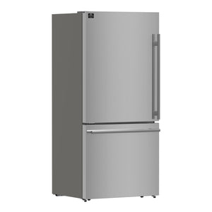FORNO Milano Espresso 17.2-cu ft Counter-Depth Bottom-Freezer Refrigerator with Ice Maker ( Stainless steel ) ENERGY STAR Certified