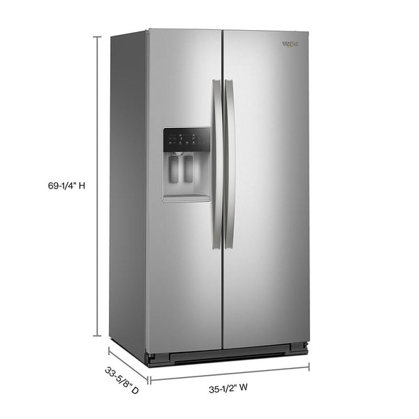 Whirlpool 28.7-cu ft Side-by-Side Refrigerator with Ice Maker ,Water and Ice Dispenser ( Fingerprint Resistant Stainless Finish )