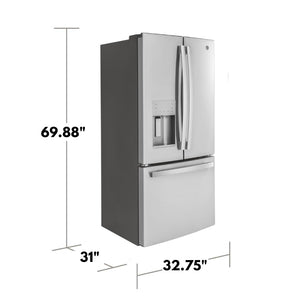 GE Counter-Depth 17.5-cu ft 3 -Door French Door Refrigerator with Ice Maker with Water and Ice Dispenser ( Stainless Steel ) ENERGY STAR Certified