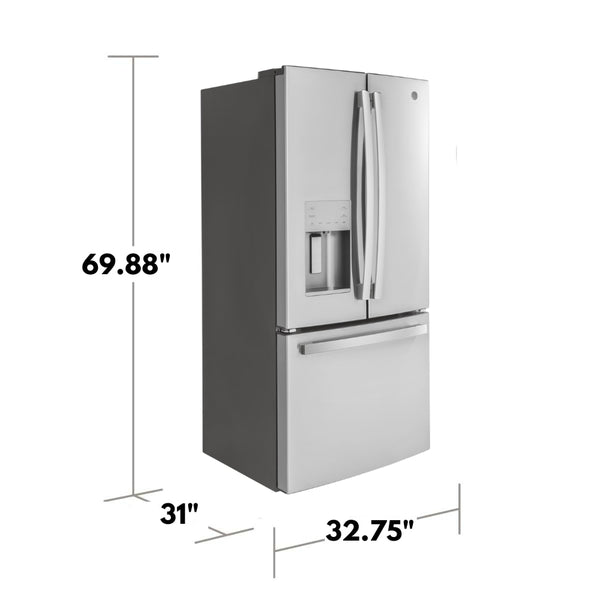 GE Counter-Depth 17.5-cu ft 3 -Door French Door Refrigerator with Ice Maker with Water and Ice Dispenser ( Stainless Steel ) ENERGY STAR Certified