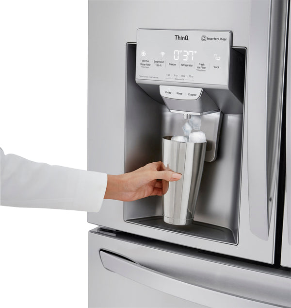 LG Counter-Depth Craft Ice 22.5-cu ft 4 -Door Smart Compatible French Door Refrigerator with Dual Ice Maker with Water and Ice Dispenser and Door within Door ( PrintProof Stainless Steel ) ENERGY STAR Certified