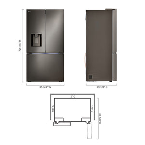 LG Counter-Depth 4 Types of Ice 25.5-cu ft 3 -Door Smart Compatible French Door Refrigerator with Dual Ice Maker with Water and Ice Dispenser ( PrintProof Black Stainless Steel ) ENERGY STAR Certified