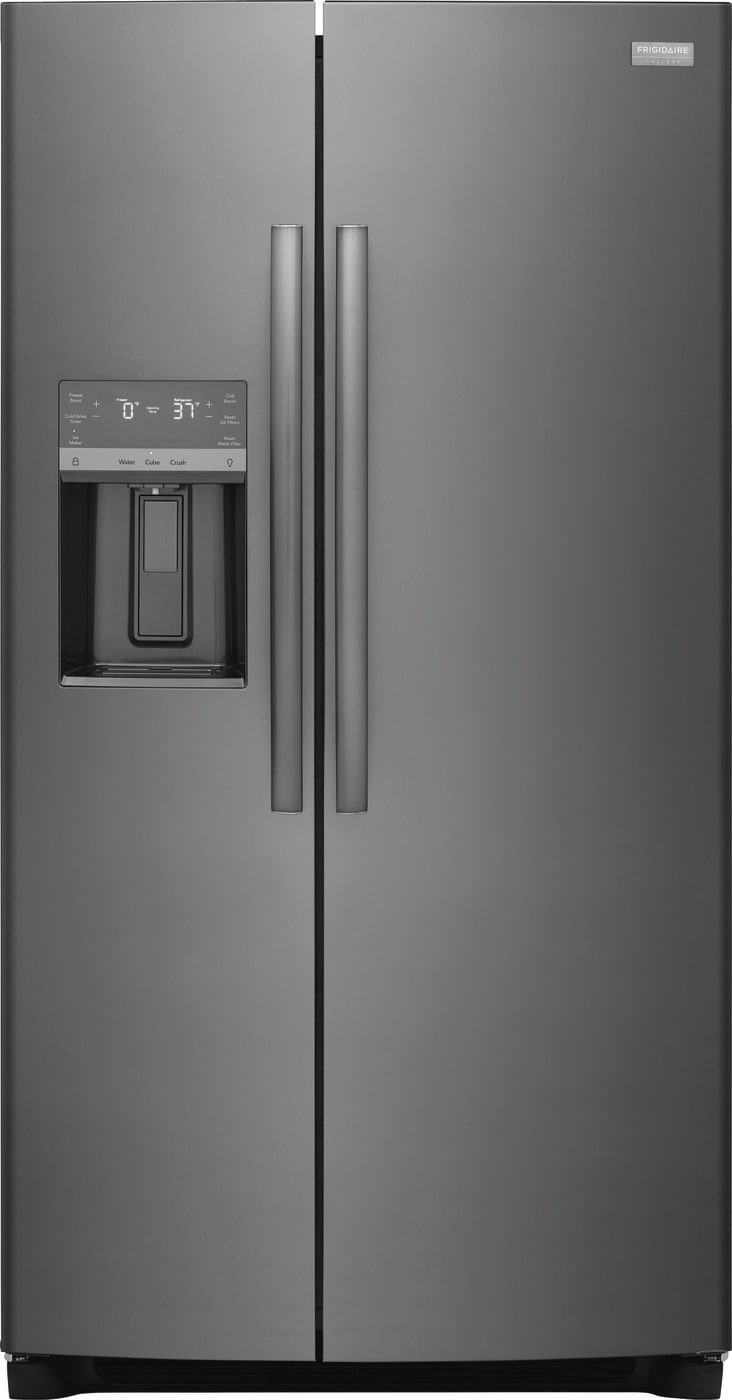 Frigidaire Gallery 22.3-cu ft Counter-Depth Side-by-Side Refrigerator with Ice Maker ,Water and Ice Dispenser ( Fingerprint Resistant Black Stainless Steel ) ENERGY STAR Certified