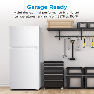 Midea Fingerprint Resistant 14.2-cu ft Counter-Depth Top-Freezer Refrigerator ( White ) Garage Ready ENERGY STAR Certified