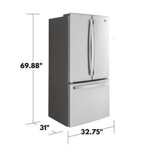 GE Counter-Depth 18.6-cu ft 3 -Door French Door Refrigerator with Ice Maker with Water Dispenser ( Stainless Steel ) ENERGY STAR Certified