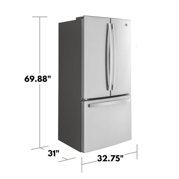 GE Counter-Depth 18.6-cu ft 3 -Door French Door Refrigerator with Ice Maker with Water Dispenser ( Stainless Steel ) ENERGY STAR Certified