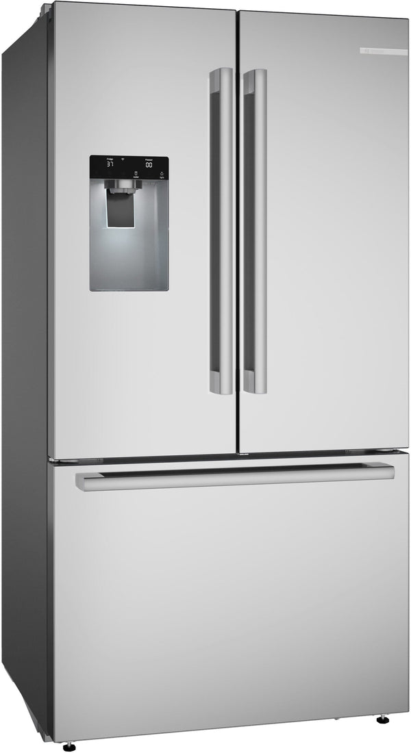 Bosch Standard-Depth 500 Series 26-cu ft 3 -Door Smart Compatible French Door Refrigerator with Ice Maker with Water and Ice Dispenser ( Stainless Steel ) ENERGY STAR Certified