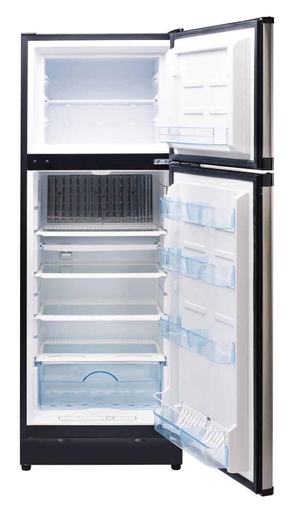 UNIQUE Off-Grid 9.7-cu ft Counter-Depth Top-Freezer Refrigerator ( Stainless steel/black )