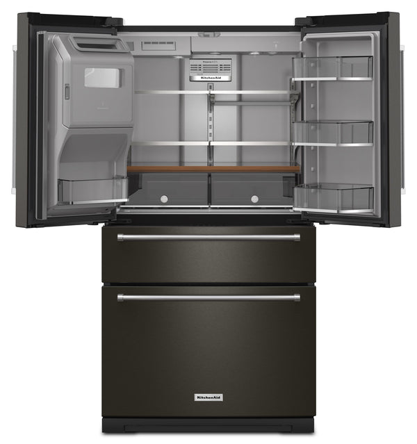 KitchenAid Standard-Depth 26.2-cu ft 4 -Door French Door Refrigerator with Water and Ice Dispenser ( Black Stainless )