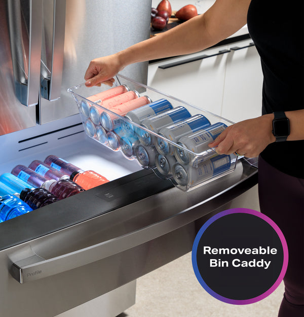 GE Profile Counter-Depth 23.2-cu ft 4 -Door Smart Compatible French Door Refrigerator with Ice Maker with Water Dispenser and Door within Door ( Stainless Steel ) ENERGY STAR Certified