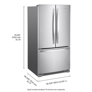 Whirlpool Counter-Depth 20-cu ft 3 -Door French Door Refrigerator with Ice Maker ( Stainless Steel ) ENERGY STAR Certified