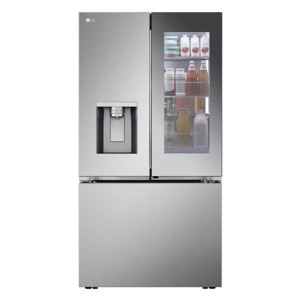 LG Counter-Depth MAX Mirror InstaView 4 Types of Ice 25.5-cu ft 3 -Door Smart Compatible French Door Refrigerator with Dual Ice Maker with Water and Ice Dispenser and Door within Door ( PrintProof Stainless Steel ) ENERGY STAR Certified