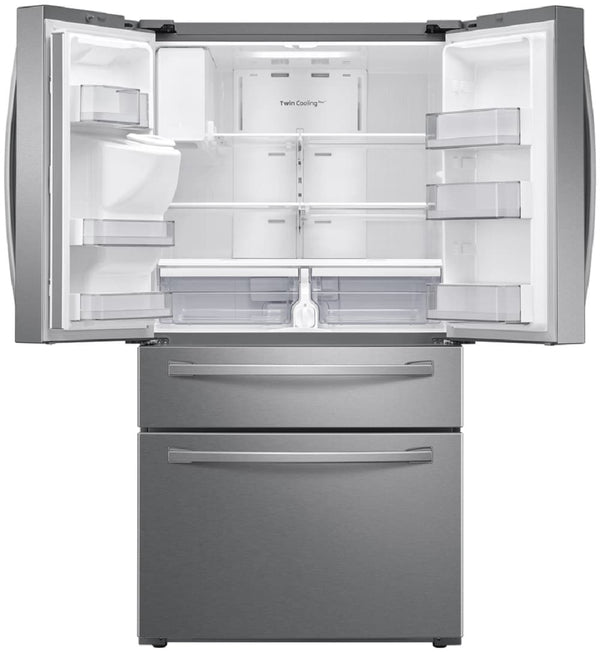 Samsung Standard-Depth with FlexZone Drawer 28-cu ft 4 -Door Smart Compatible French Door Refrigerator with Ice Maker with Water and Ice Dispenser ( Stainless Steel ) ENERGY STAR Certified