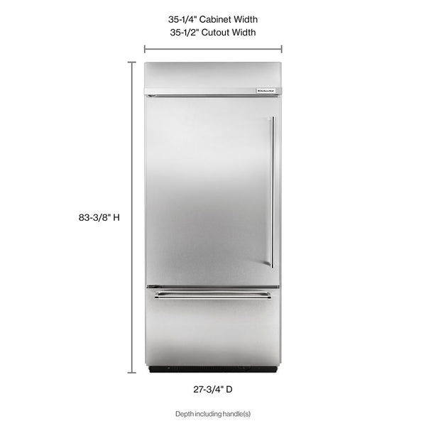 KitchenAid 20.9-cu ft Counter-Depth Built-In Bottom-Freezer Refrigerator with Ice Maker ( Stainless steel ) ENERGY STAR Certified