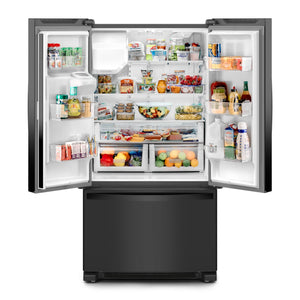 Whirlpool Standard-Depth 24.7-cu ft 3 -Door French Door Refrigerator with Ice Maker with Water and Ice Dispenser ( Black ) ENERGY STAR Certified