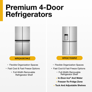 Whirlpool Counter-Depth 19.4-cu ft 4 -Door French Door Refrigerator with Ice Maker ( Fingerprint-Resistant Stainless Finish ) ENERGY STAR Certified