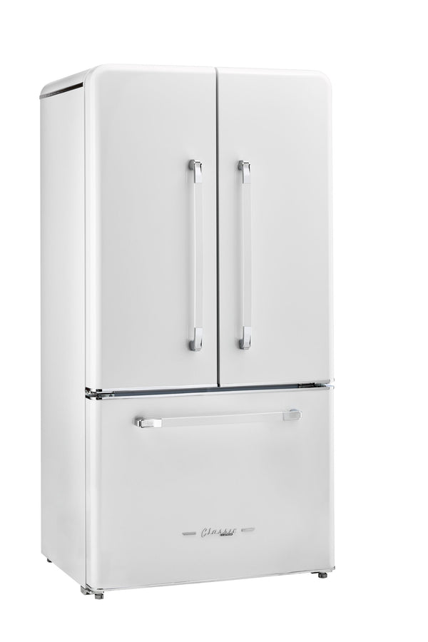 UNIQUE Classic Retro Counter-Depth 21.4-cu ft 3 -Door French Door Refrigerator with Ice Maker with Ice Dispenser ( Marshmallow White ) ENERGY STAR Certified