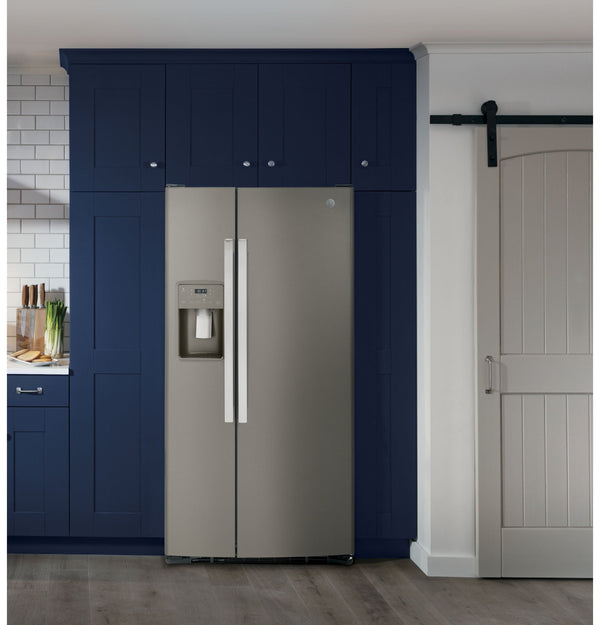 GE 23-cu ft Side-by-Side Refrigerator with Ice Maker ,Water and Ice Dispenser ( Slate )