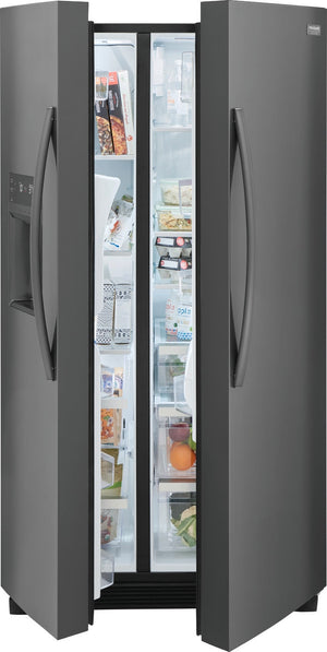 Frigidaire Gallery 22.3-cu ft Counter-Depth Side-by-Side Refrigerator with Ice Maker ,Water and Ice Dispenser ( Fingerprint Resistant Black Stainless Steel ) ENERGY STAR Certified