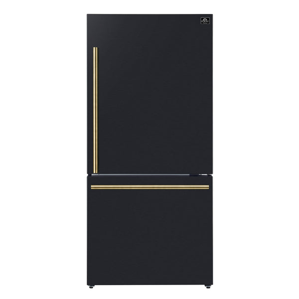 FORNO Milano Espresso 17.2-cu ft Counter-Depth Bottom-Freezer Refrigerator Black ) ENERGY STAR Certified