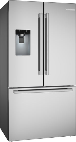 Bosch Counter-Depth 500 Series 21.6-cu ft 3 -Door Smart Compatible French Door Refrigerator with Ice Maker with Water and Ice Dispenser ( Stainless Steel ) ENERGY STAR Certified