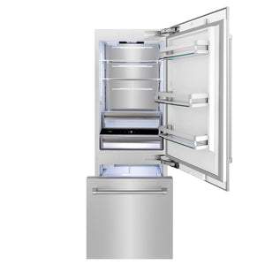 ZLINE KITCHEN & BATH Built-In 16.1-cu ft Counter-Depth Built-In Bottom-Freezer Refrigerator with Ice Maker ( Stainless Steel ) ENERGY STAR Certified