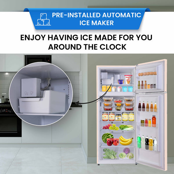 ConServ 18-cu ft Counter-Depth Top-Freezer Refrigerator with Ice Maker ( Cream )