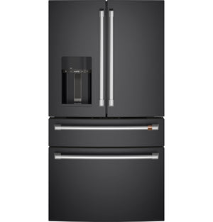 Cafe Standard-Depth 27.8-cu ft 4 -Door Smart Compatible French Door Refrigerator with Ice Maker with Water and Ice Dispenser ( Matte Black ) ENERGY STAR Certified