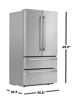 Sharp Counter-Depth 22.5-cu ft 4 -Door French Door Refrigerator with Ice Maker ( Stainless steel ) ENERGY STAR Certified