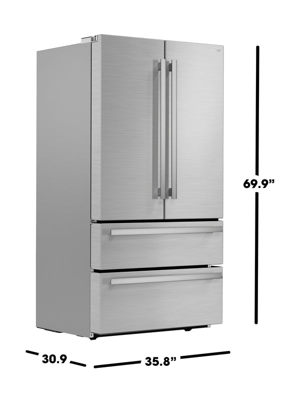 Sharp Counter-Depth 22.5-cu ft 4 -Door French Door Refrigerator with Ice Maker ( Stainless steel ) ENERGY STAR Certified