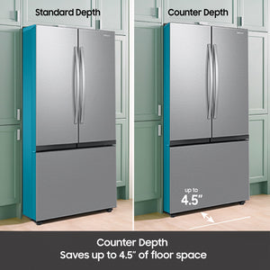 Samsung Counter-Depth Mega Capacity Family Hub 25-cu ft 3 -Door Smart Compatible French Door Refrigerator Triple with Water and Ice Dispenser ( Fingerprint Resistant Stainless Steel ) ENERGY STAR Certified