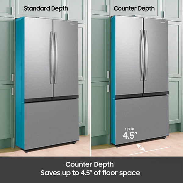 Samsung Counter-Depth Mega Capacity 26.5-cu ft 3 -Door Smart Compatible French Door Refrigerator with Dual Ice Maker ( Fingerprint Resistant Stainless Steel ) ENERGY STAR Certified