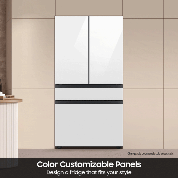 Samsung Bespoke Standard-Depth Inner Beverage Center 28.9-cu ft 4 -Door Smart Compatible French Door Refrigerator with Ice Maker with Water Dispenser ( Stainless Steel ) ENERGY STAR Certified