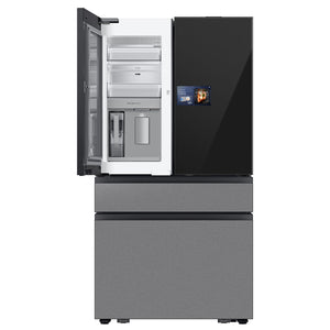 Samsung Bespoke Standard-Depth 28.6-cu ft 4 -Door Smart Compatible French Door Refrigerator with Dual Ice Maker with Water Dispenser and Door within Door ( Charcoal Glass Top with Stainless Steel Bottom Panels ) ENERGY STAR Certified