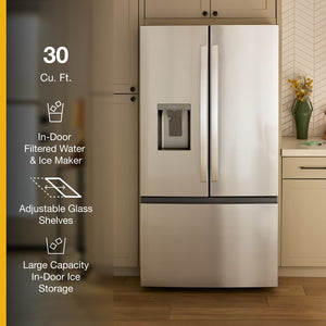 Whirlpool Standard-Depth 29.58-cu ft 3 -Door French Door Refrigerator with Ice Maker with Water and Ice Dispenser ( Fingerprint Resistant Stainless Finish ) ENERGY STAR Certified