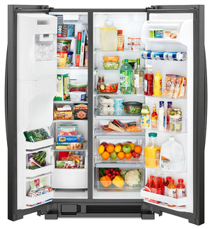 Whirlpool 24.5-cu ft Side-by-Side Refrigerator with Ice Maker ,Water and Ice Dispenser ( Fingerprint Resistant Black Stainless )