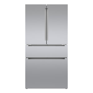 Bosch Counter-Depth 800 Series 21-cu ft 4 -Door French Door Refrigerator with Ice Maker with Water Dispenser ( Stainless steel ) ENERGY STAR Certified