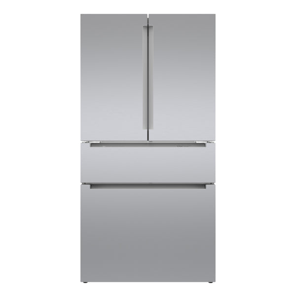 Bosch Counter-Depth 800 Series 21-cu ft 4 -Door French Door Refrigerator with Ice Maker with Water Dispenser ( Stainless steel ) ENERGY STAR Certified