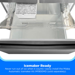 Midea Standard-Depth 18.4-cu ft 3 -Door French Door Refrigerator Optional (sold separately) ( Stainless Steel ) ENERGY STAR Certified